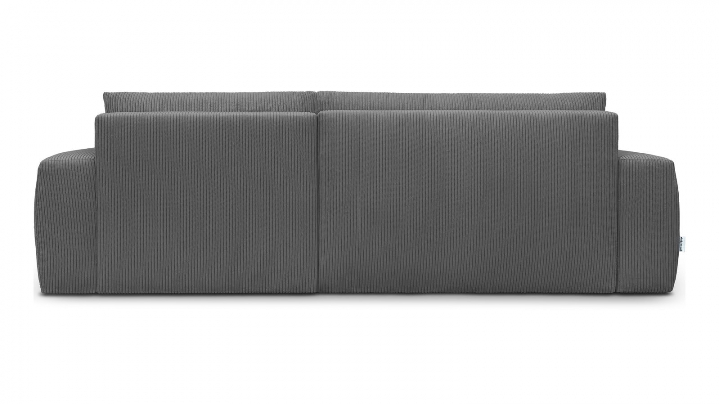 Canapé d'angle droit convertible 3 places en velours côtelé gris anthracite - Sonny