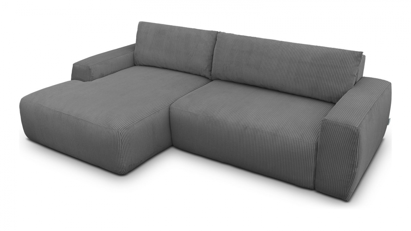 Canapé d'angle gauche convertible 3 places en velours côtelé gris anthracite - Sonny Canapé d'angle gauche convertible 3 places en velours côtelé gris anthracite - Sonny