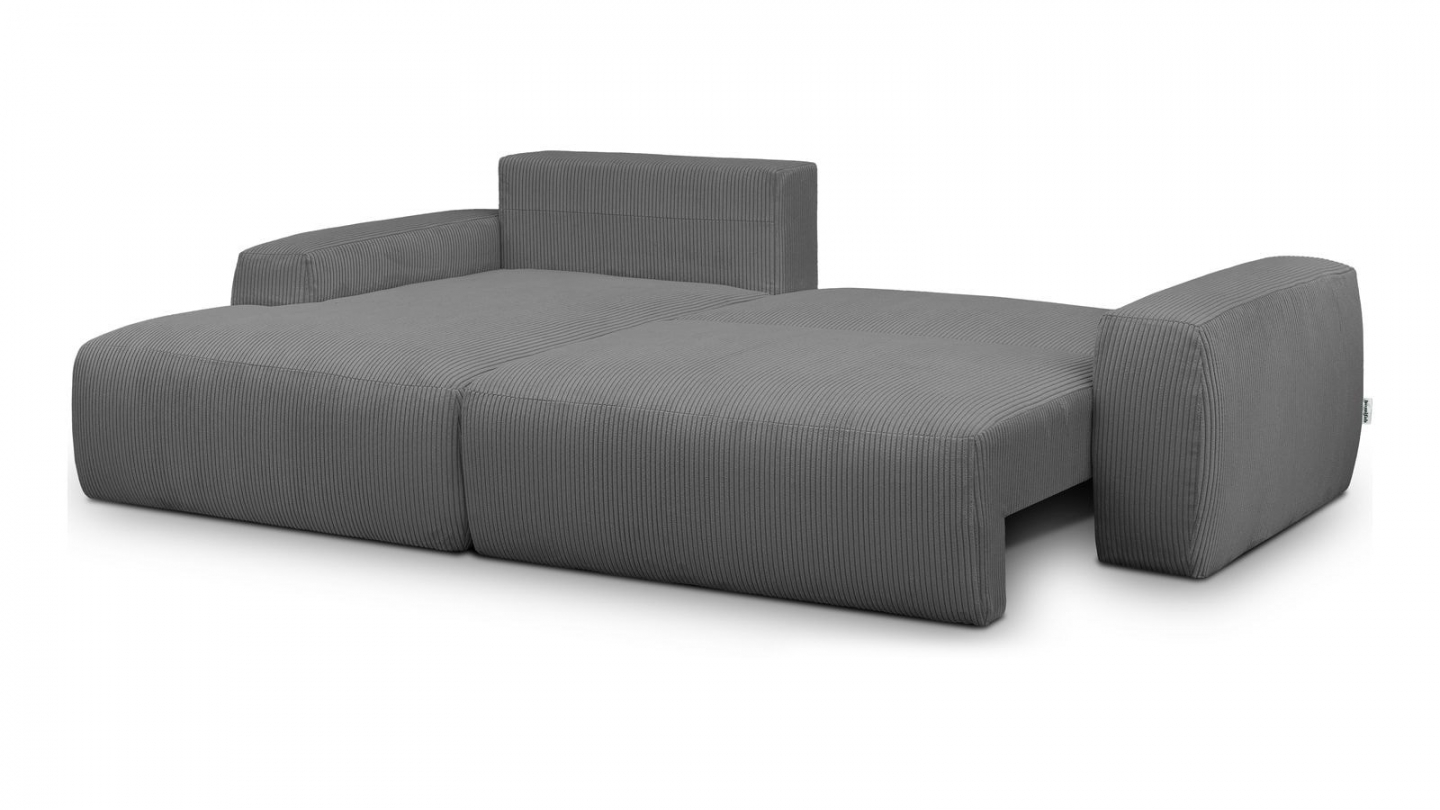 Canapé d'angle gauche convertible 3 places en velours côtelé gris anthracite - Sonny Canapé d'angle gauche convertible 3 places en velours côtelé gris anthracite - Sonny