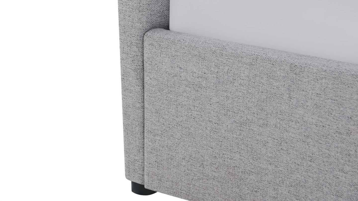 Ensemble Lit coffre adulte 90x190cm avec tête de lit en tissu gris - Tina + Matelas mémoire de forme - Memo HR