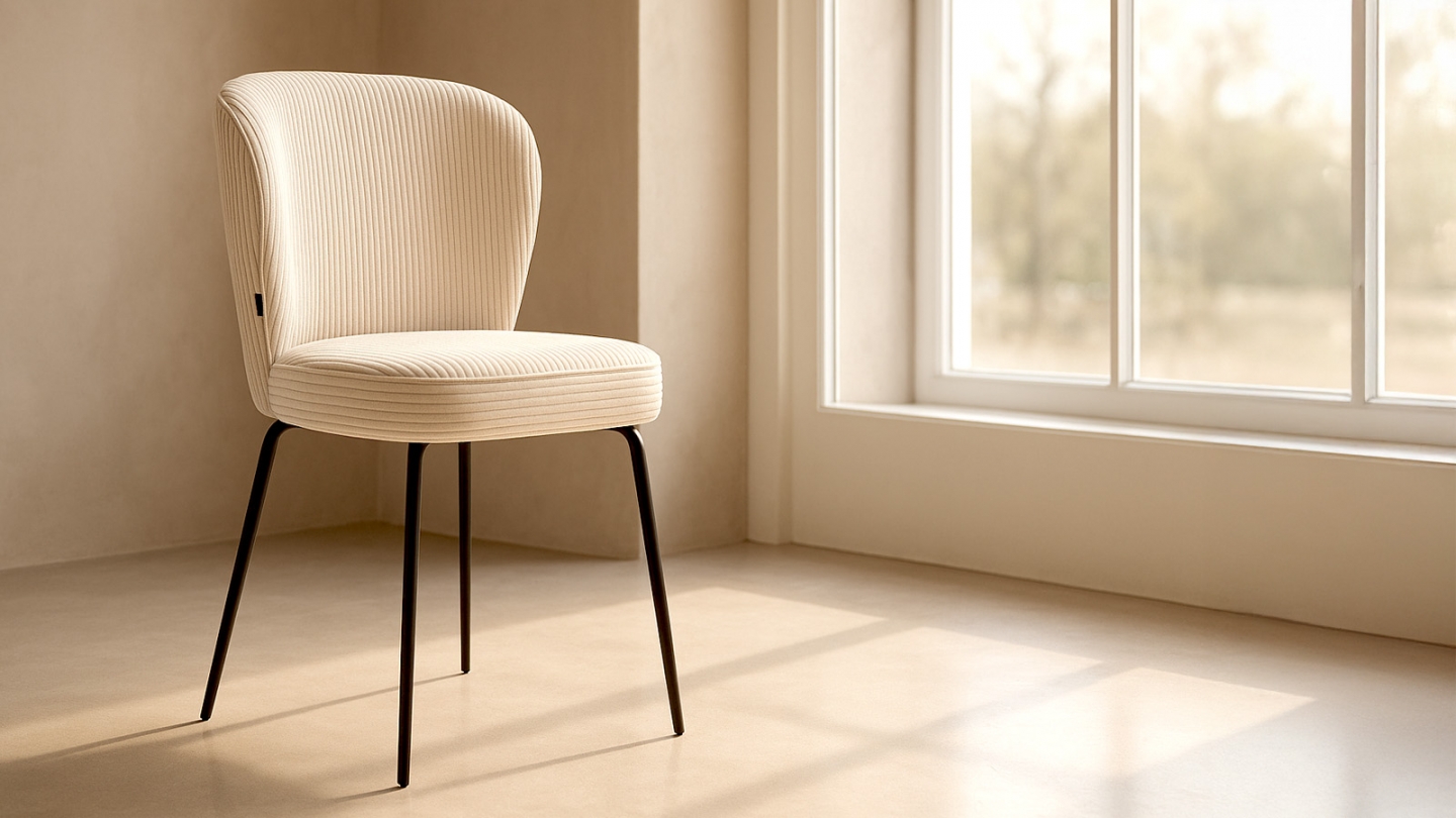 Lot de 2 chaises en velours côtelé beige - Tara