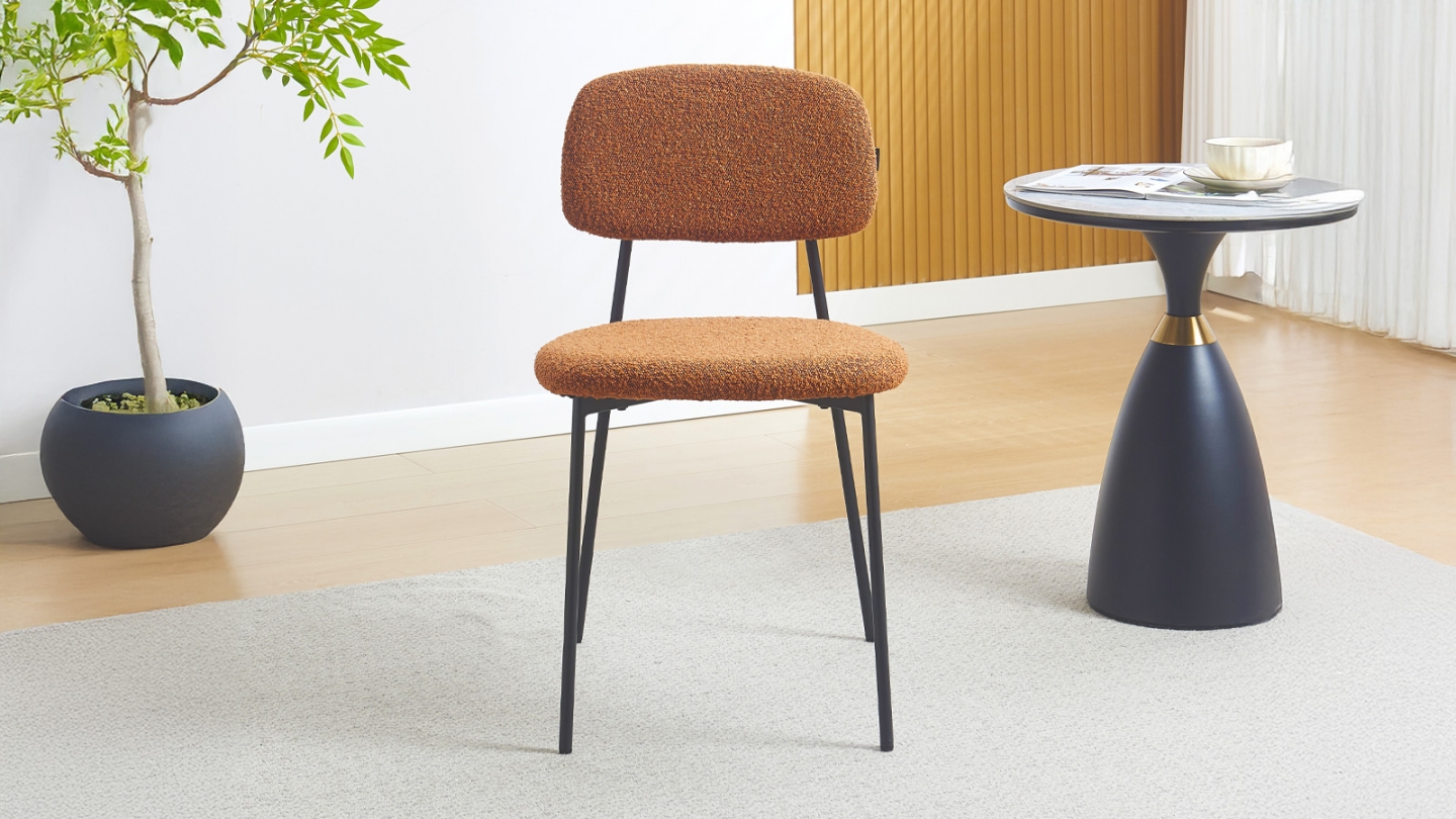 Lot de 4 chaises en tissu bouclé rouille - Lorie
