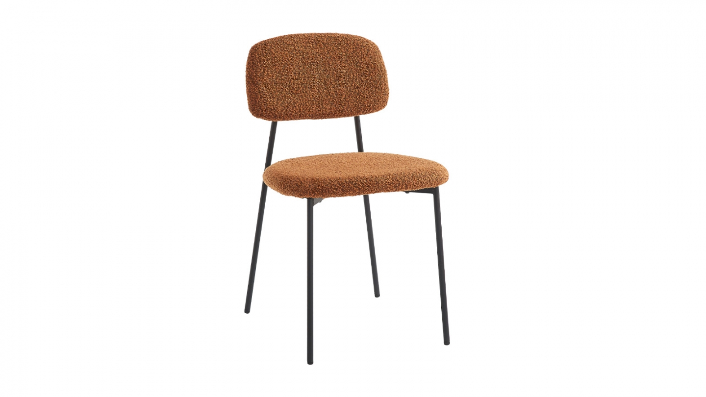 Lot de 4 chaises en tissu bouclé rouille - Lorie