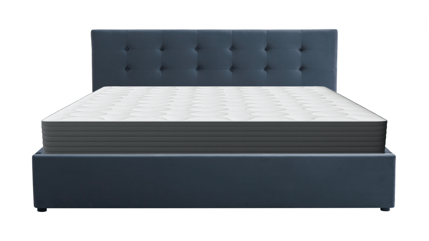 Ensemble Lit coffre adulte 180x200cm avec tête de lit en velours gris foncé - Tina + Matelas mémoire de forme - Memo HR Ensemble Lit coffre adulte 180x200cm avec tête de lit en velours gris foncé - Tina + Matelas mémoire de forme - Memo HR
