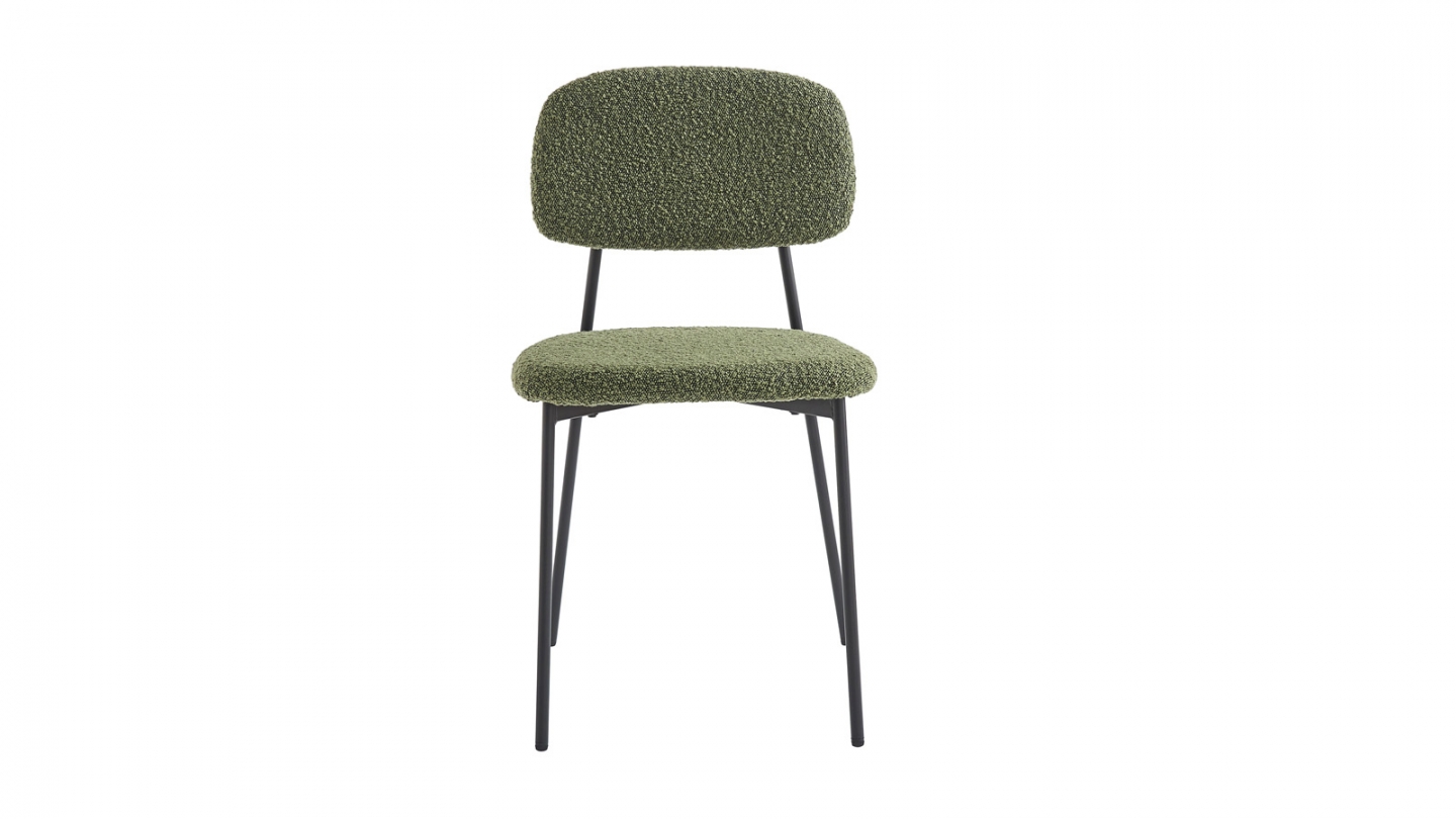 Lot de 4 chaises en tissu bouclé vert - Lorie