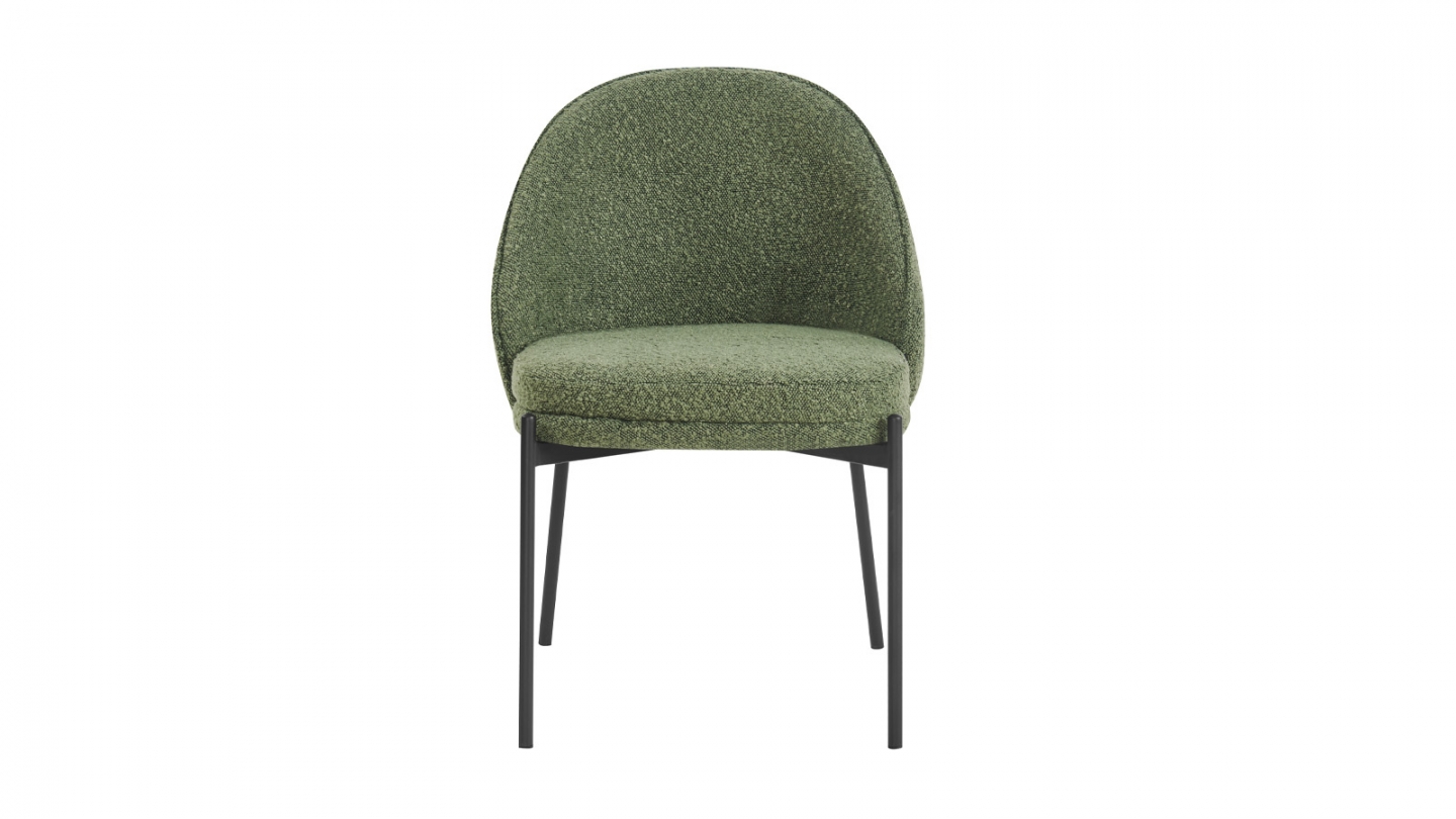 Lot de 2 chaises en tissu bouclé vert - Cloé Lot de 2 chaises en tissu bouclé vert - Cloé