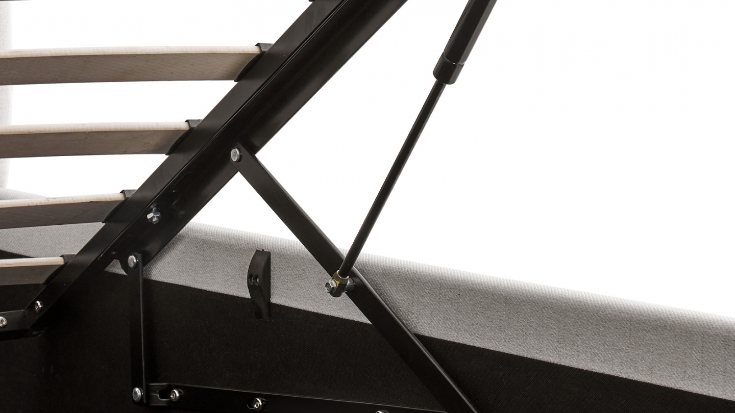 Ensemble Lit coffre adulte 180x200cm avec tête de lit en tissu beige - Tina + Matelas mémoire de forme - Memo HR