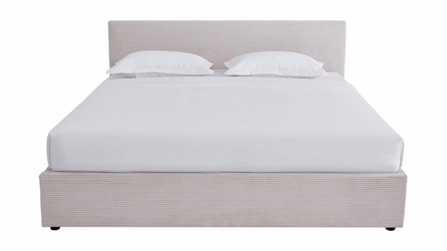 Ensemble Lit coffre adulte 180x200cm avec tête de lit en velours côtelé beige - Tina + Matelas ressorts ensachés - Spring Elite Ensemble Lit coffre adulte 180x200cm avec tête de lit en velours côtelé beige - Tina + Matelas ressorts ensachés - Spring Elite