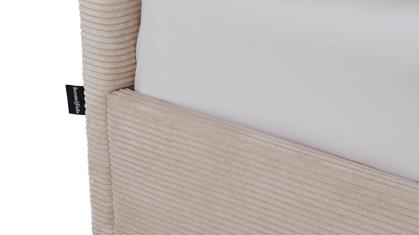 Ensemble Lit coffre adulte 180x200cm avec tête de lit en velours côtelé beige - Tina + Matelas ressorts ensachés - Spring Elite Ensemble Lit coffre adulte 180x200cm avec tête de lit en velours côtelé beige - Tina + Matelas ressorts ensachés - Spring Elite