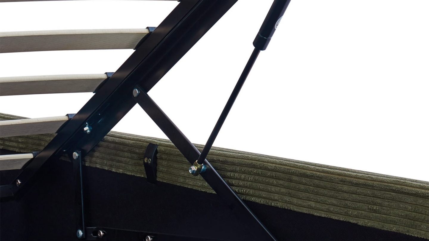 Ensemble Lit coffre adulte 180x200cm avec tête de lit en velours côtelé vert - Tina + Matelas mémoire de forme - Dual Confort