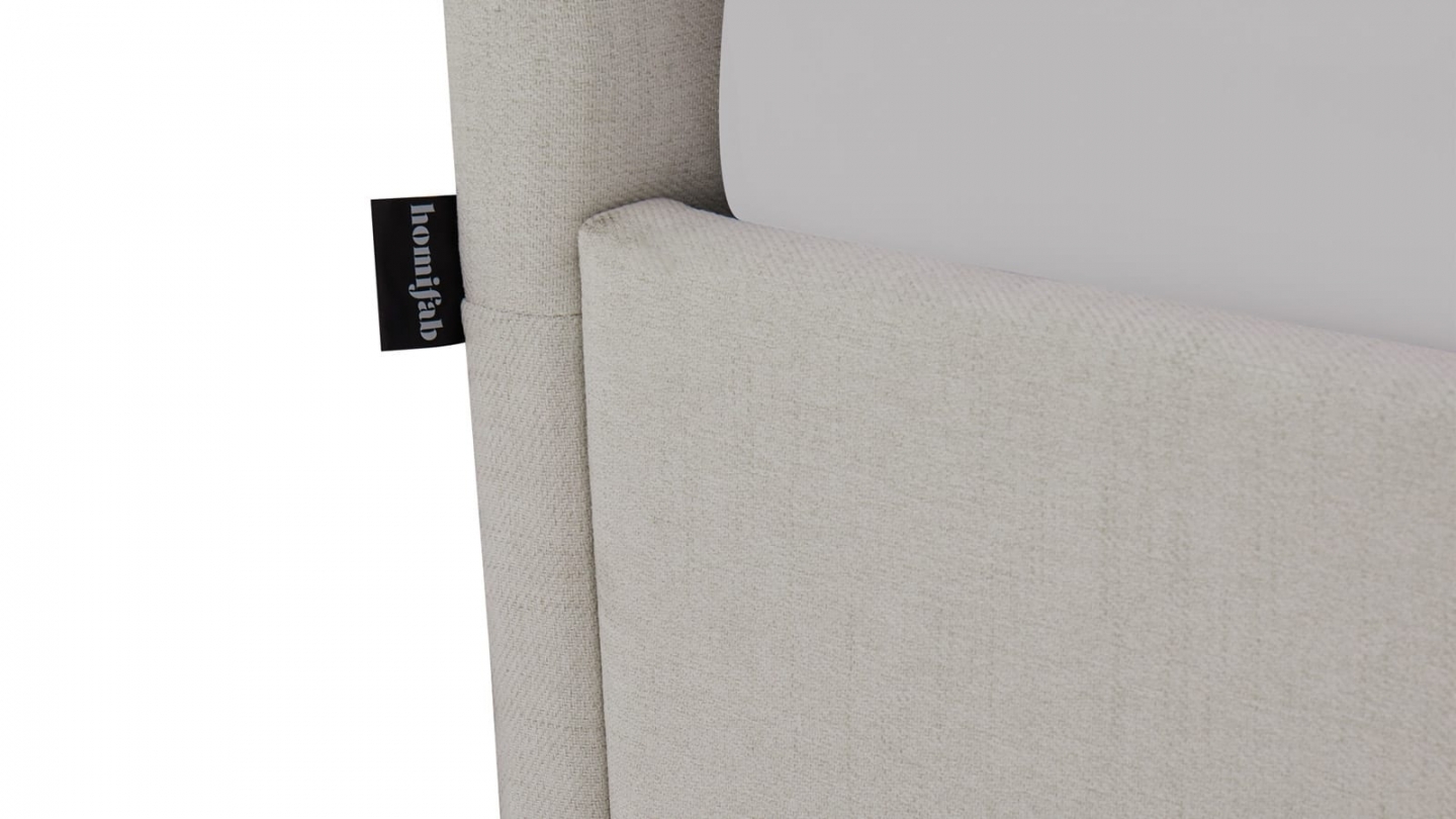 Ensemble Lit coffre adulte 140x190cm avec tête de lit en tissu beige - Tina + Matelas ressorts ensachés - Spring Elite