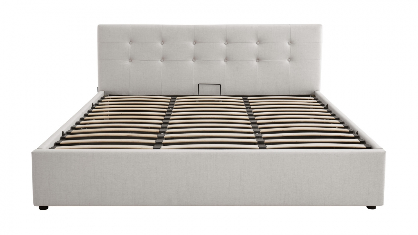 Ensemble Lit coffre adulte 180x200cm avec tête de lit en tissu beige - Tina + Matelas ressorts ensachés - Spring Elite Ensemble Lit coffre adulte 180x200cm avec tête de lit en tissu beige - Tina + Matelas ressorts ensachés - Spring Elite