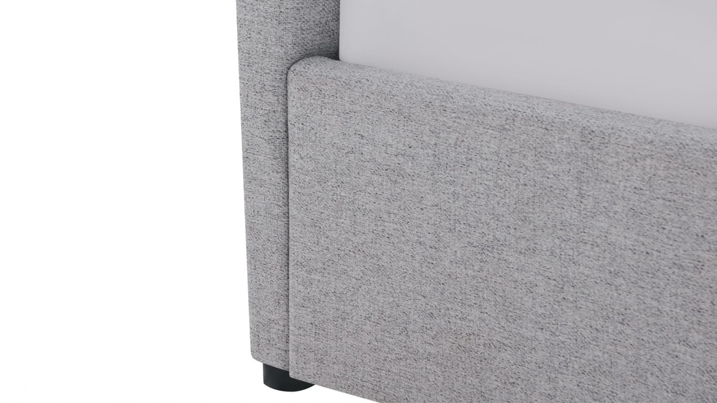 Ensemble Lit coffre adulte 140x190cm avec tête de lit en tissu gris - Tina + Matelas ressorts ensachés - Spring Elite