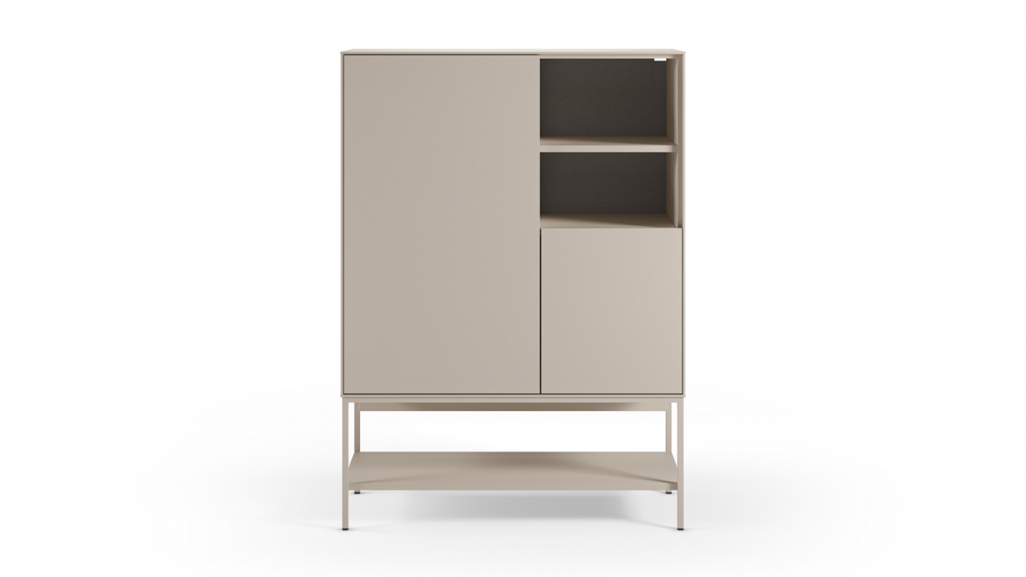 Buffet haut 2 portes 2 niches beige 90 cm - Zara