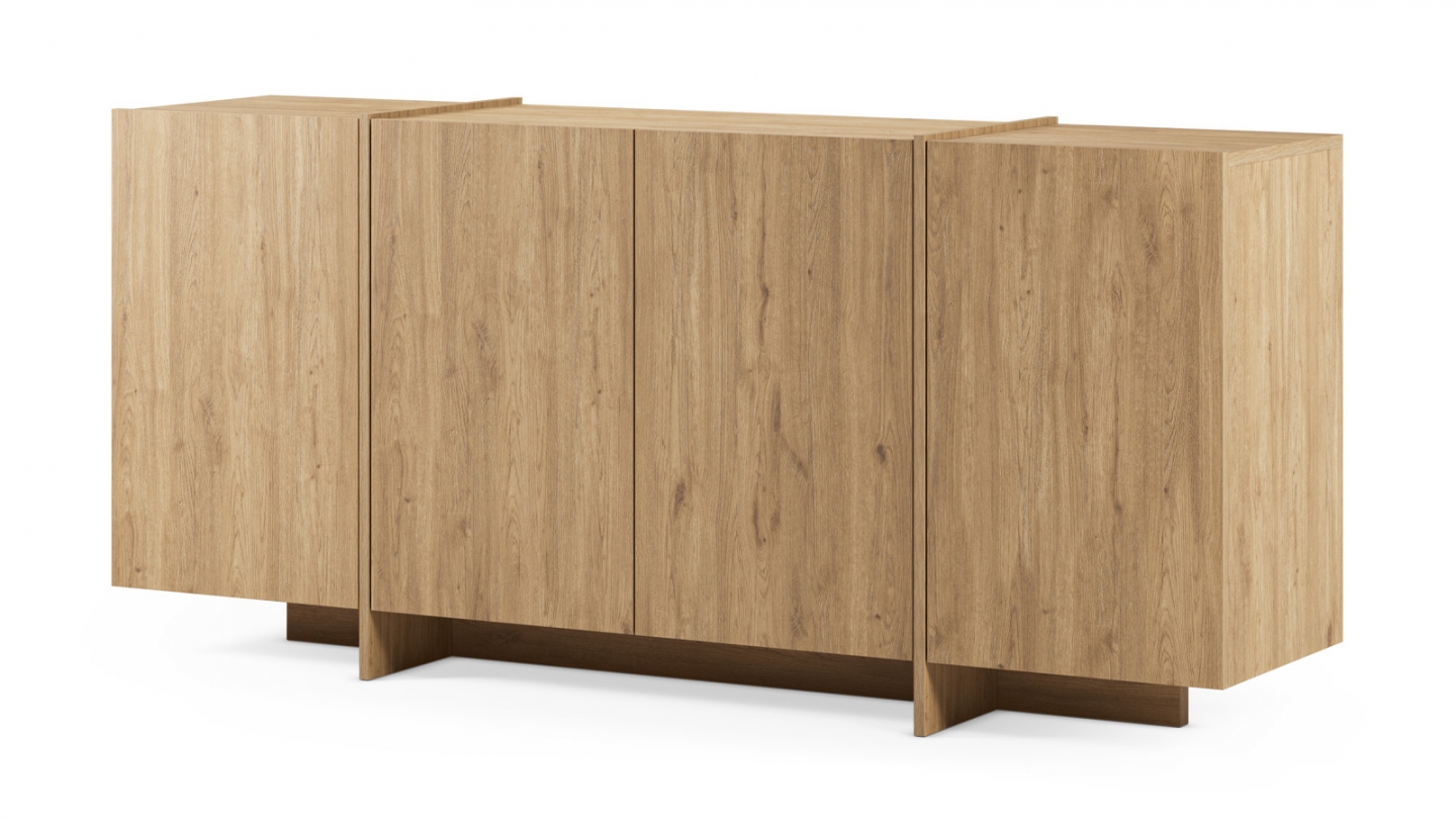 Buffet 4 portes décor chêne 180 cm - Owen