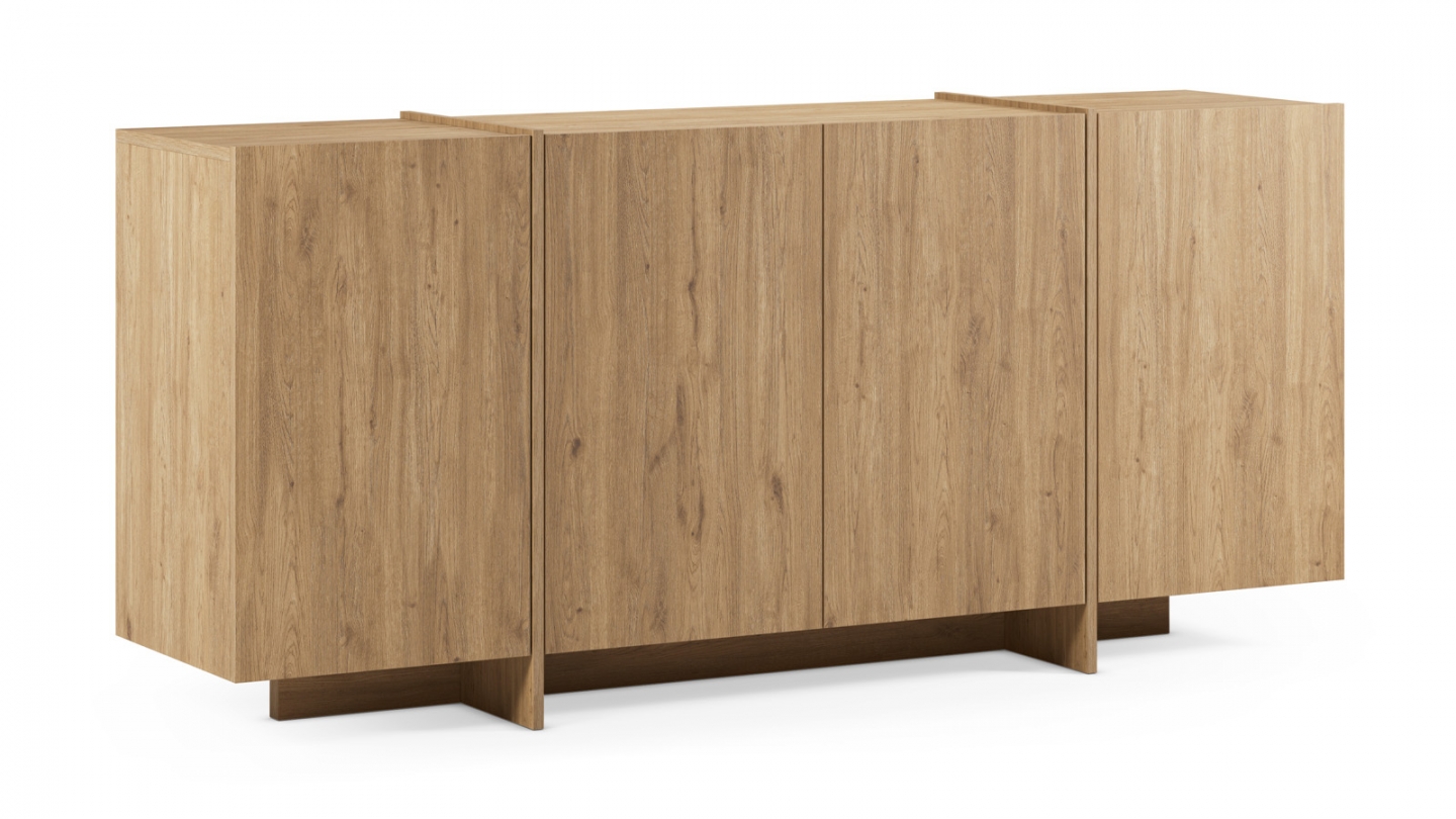 Buffet 4 portes décor chêne 180 cm - Owen