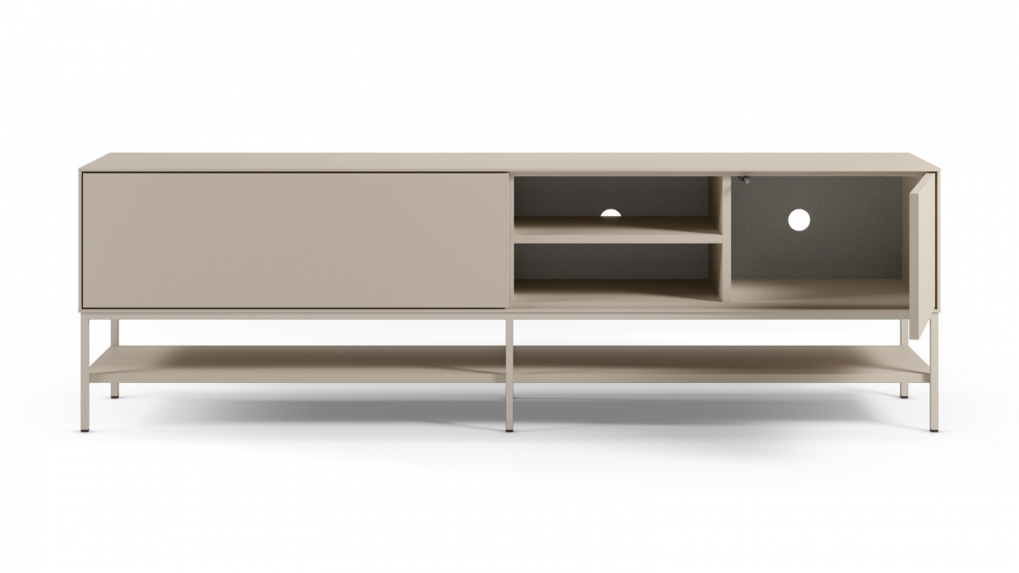 Meuble TV 2 portes 2 niches beige 180 cm - Zara