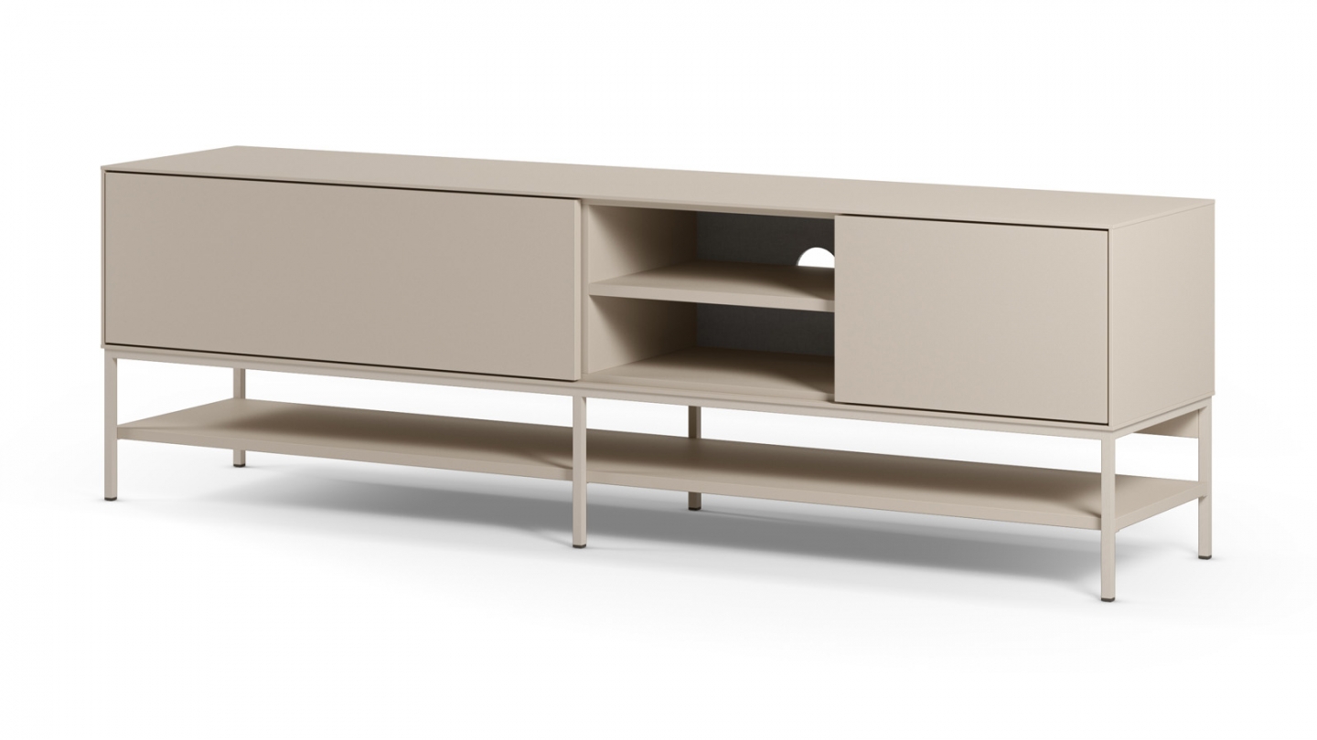Meuble TV 2 portes 2 niches beige 180 cm - Zara