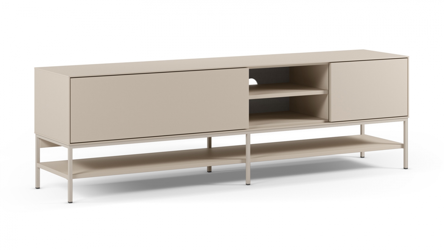 Meuble TV 2 portes 2 niches beige 180 cm - Zara