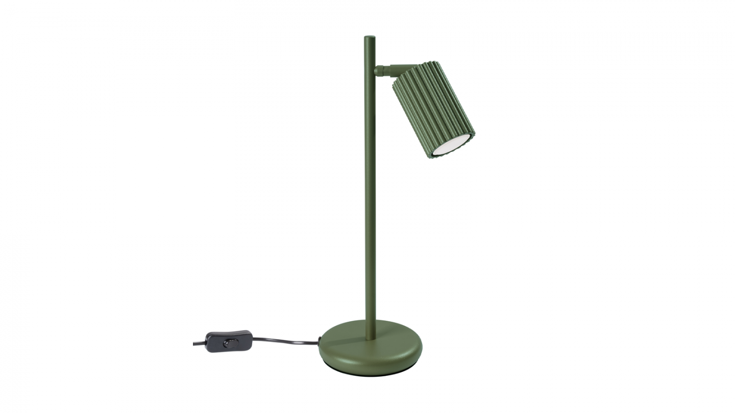 Lampe à poser en aluminium cannelé vert olive - Karbon Lampe à poser en aluminium cannelé vert olive - Karbon