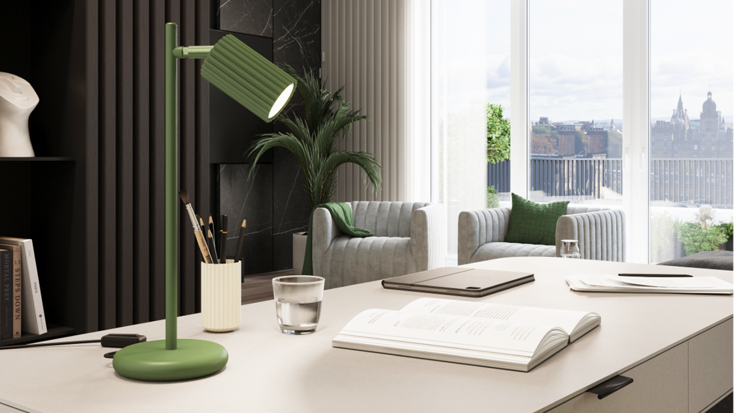 Lampe à poser en aluminium cannelé vert olive - Karbon Lampe à poser en aluminium cannelé vert olive - Karbon