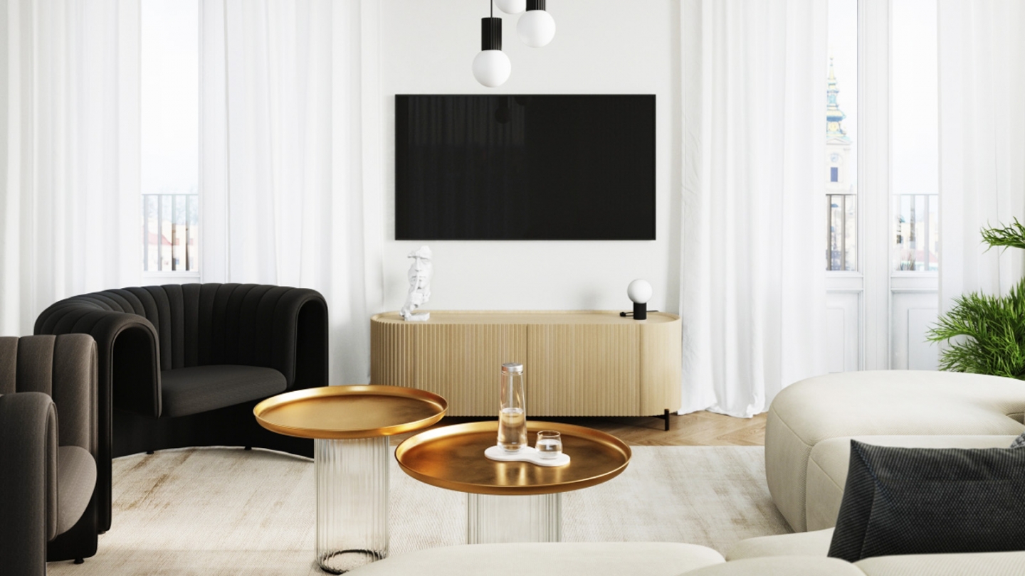 Lampe à poser en aluminium cannelé noir - Halo