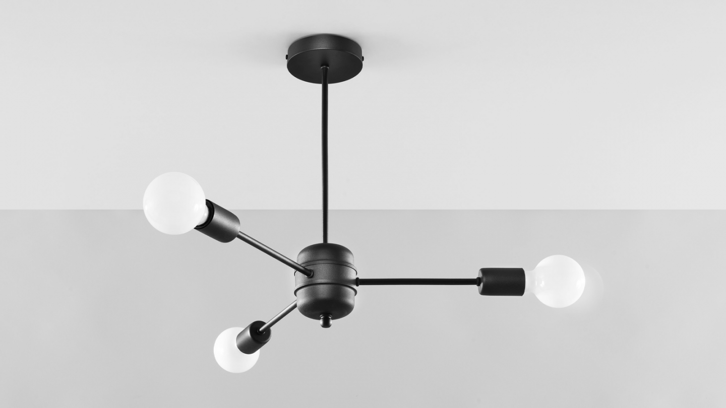 Suspension circulaire en métal noir 3 ampoules - Lango Suspension circulaire en métal noir 3 ampoules - Lango