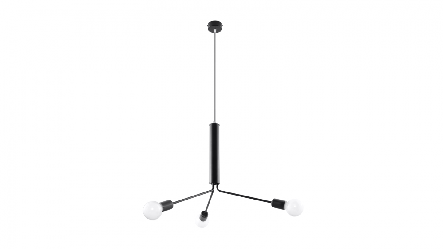 Suspension en métal noir 3 ampoules - 75cm - Duomo