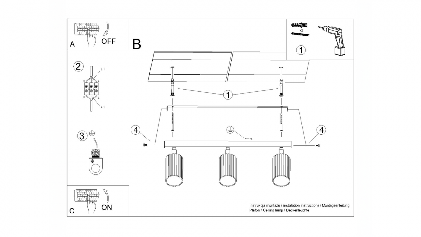 Plafonnier linéaire en aluminium cannelé 3 ampoules terracotta - Karbon Plafonnier linéaire en aluminium cannelé 3 ampoules terracotta - Karbon