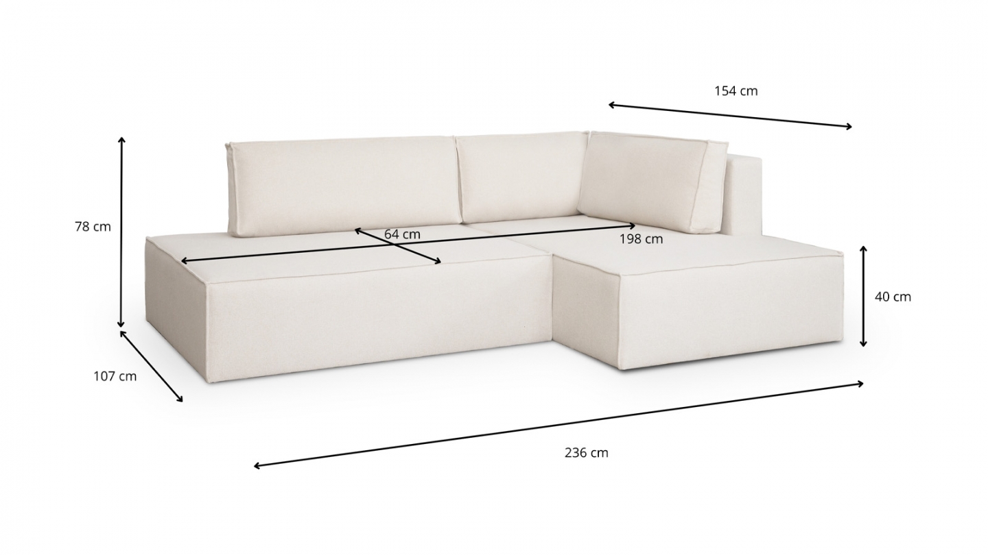 Canapé d'angle à droite convertible 3 places avec coffre de rangement en tissu beige - Barani Canapé d'angle à droite convertible 3 places avec coffre de rangement en tissu beige - Barani