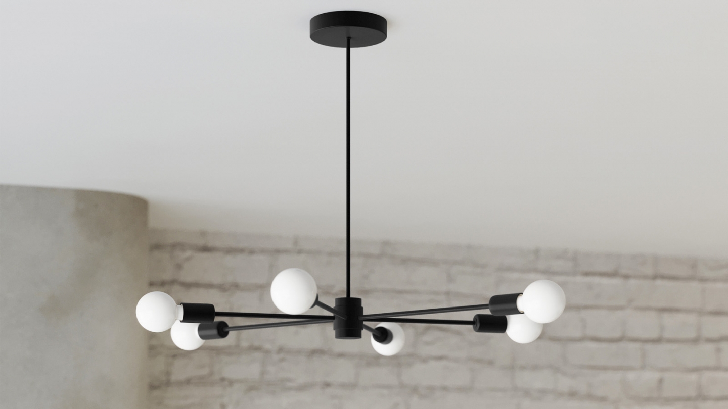 Suspension circulaire en métal noir 5 ampoules - Lango Suspension circulaire en métal noir 5 ampoules - Lango