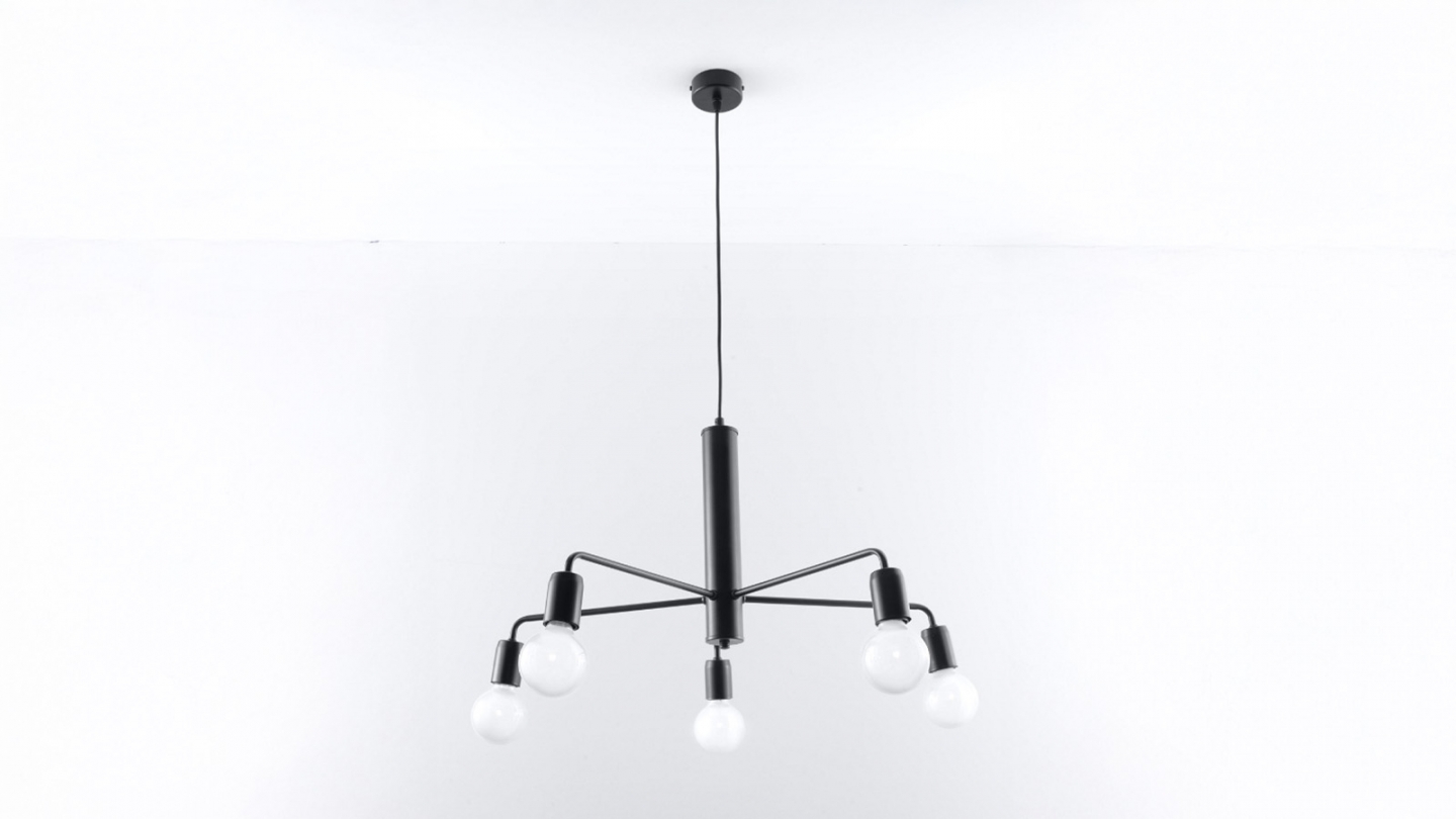 Suspension en métal noir 5 ampoules - 60 cm - Duomo