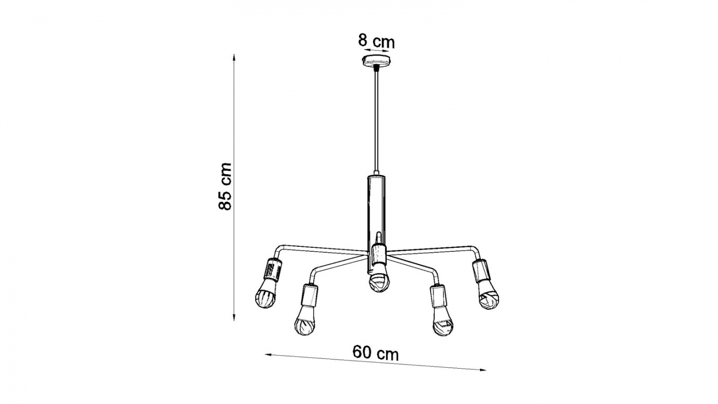 Suspension en métal noir 5 ampoules - 60 cm - Duomo