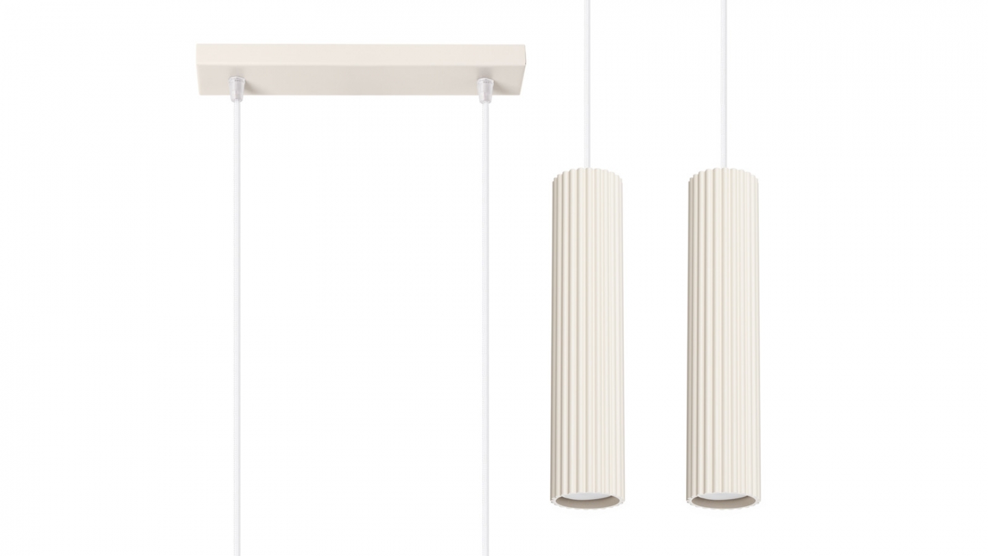 Suspension en aluminium cannelé 2 ampoules beige - Karbon