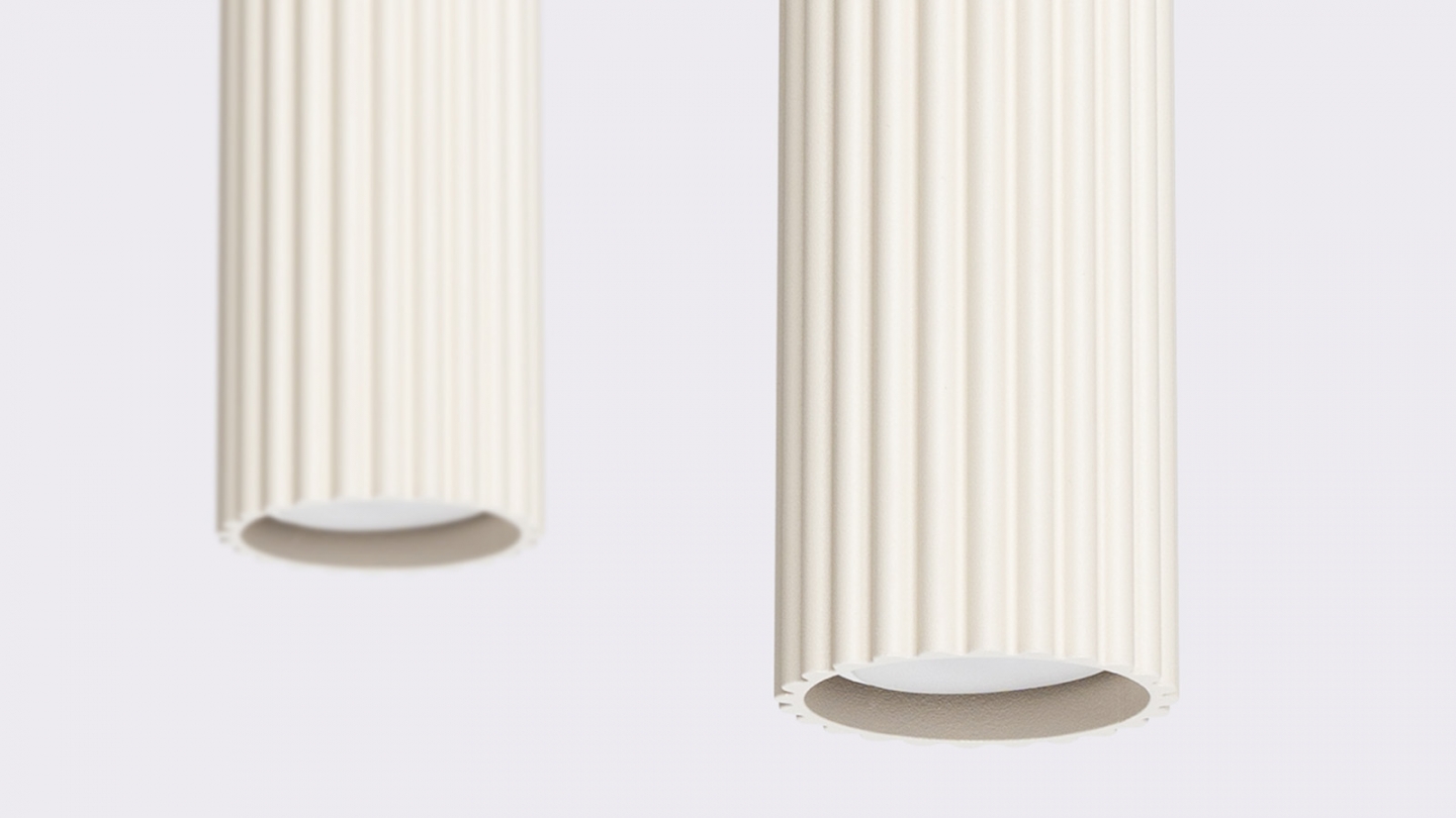 Suspension en aluminium cannelé 2 ampoules beige - Karbon