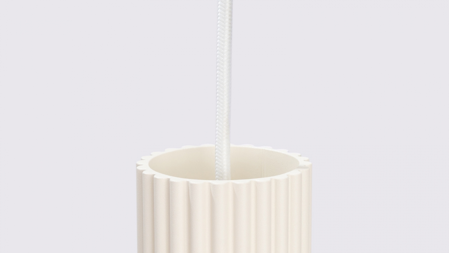 Suspension en aluminium cannelé 2 ampoules beige - Karbon