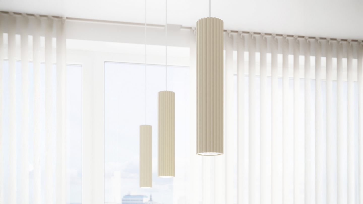 Suspension en aluminium cannelé 2 ampoules beige - Karbon