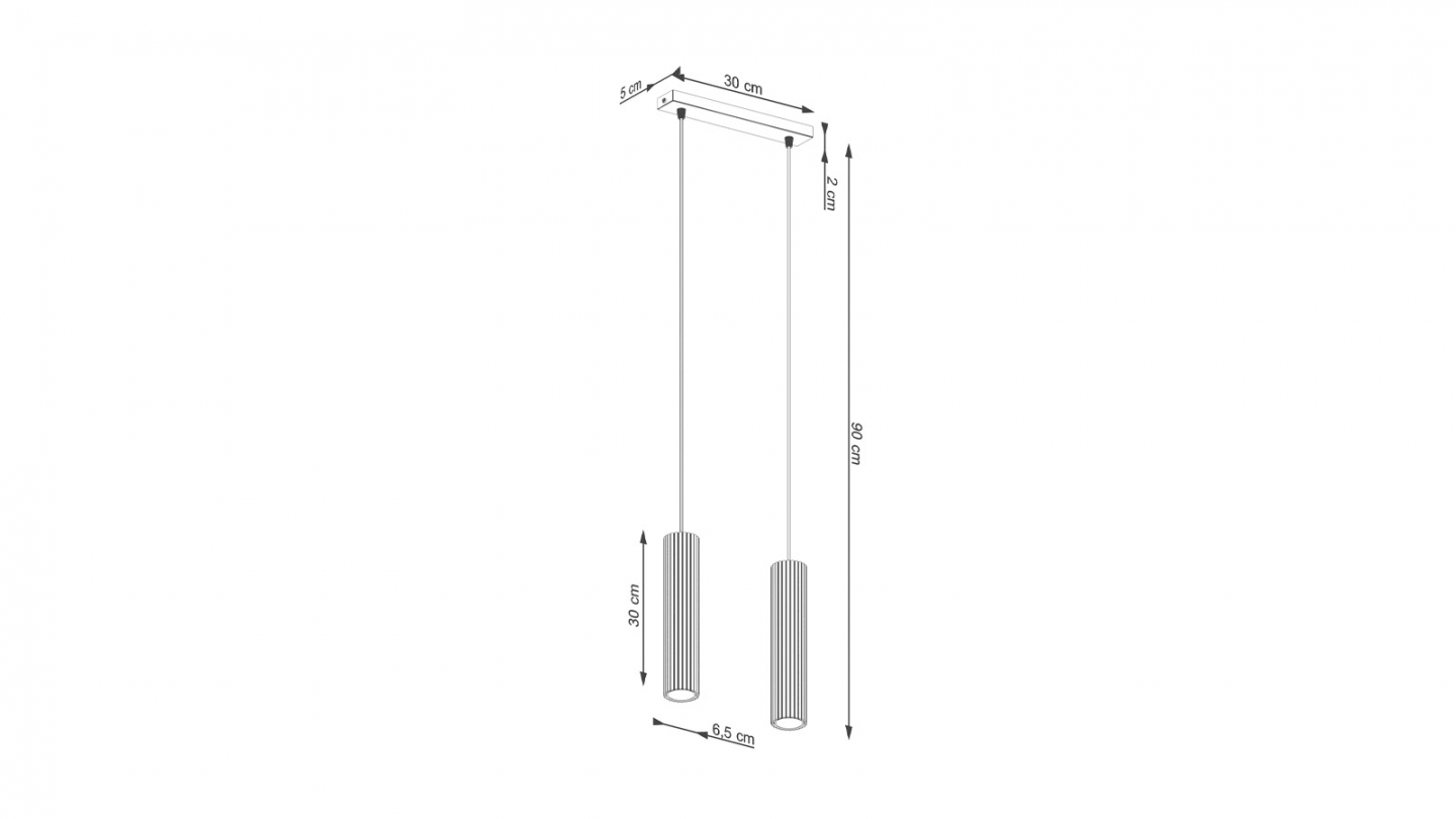 Suspension en aluminium cannelé 2 ampoules - Karbon