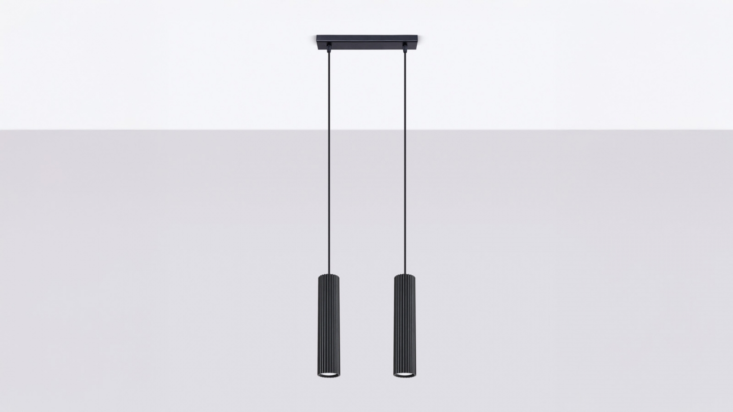 Suspension en aluminium cannelé 2 ampoules - Karbon
