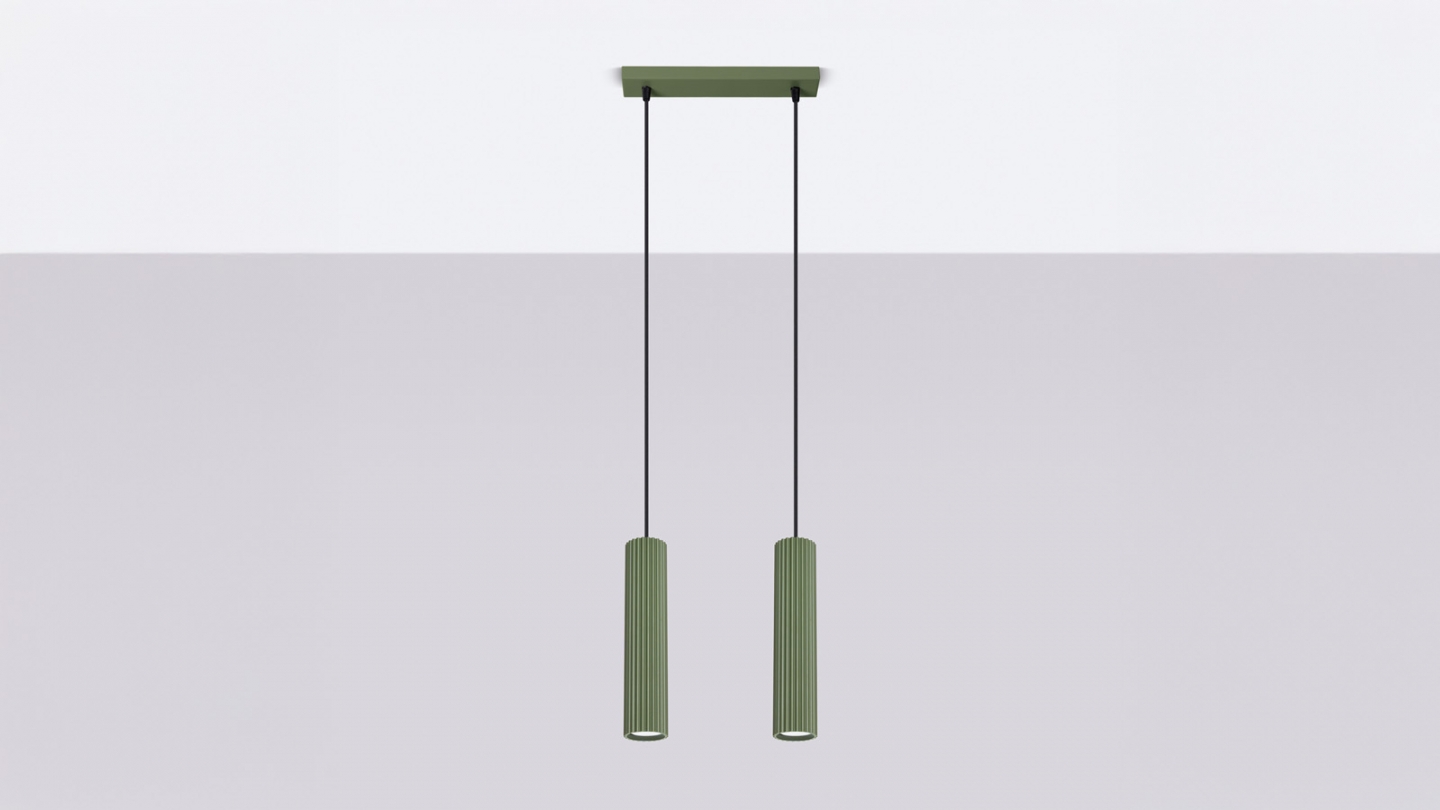 Suspension en aluminium cannelé 2 ampoules - Karbon