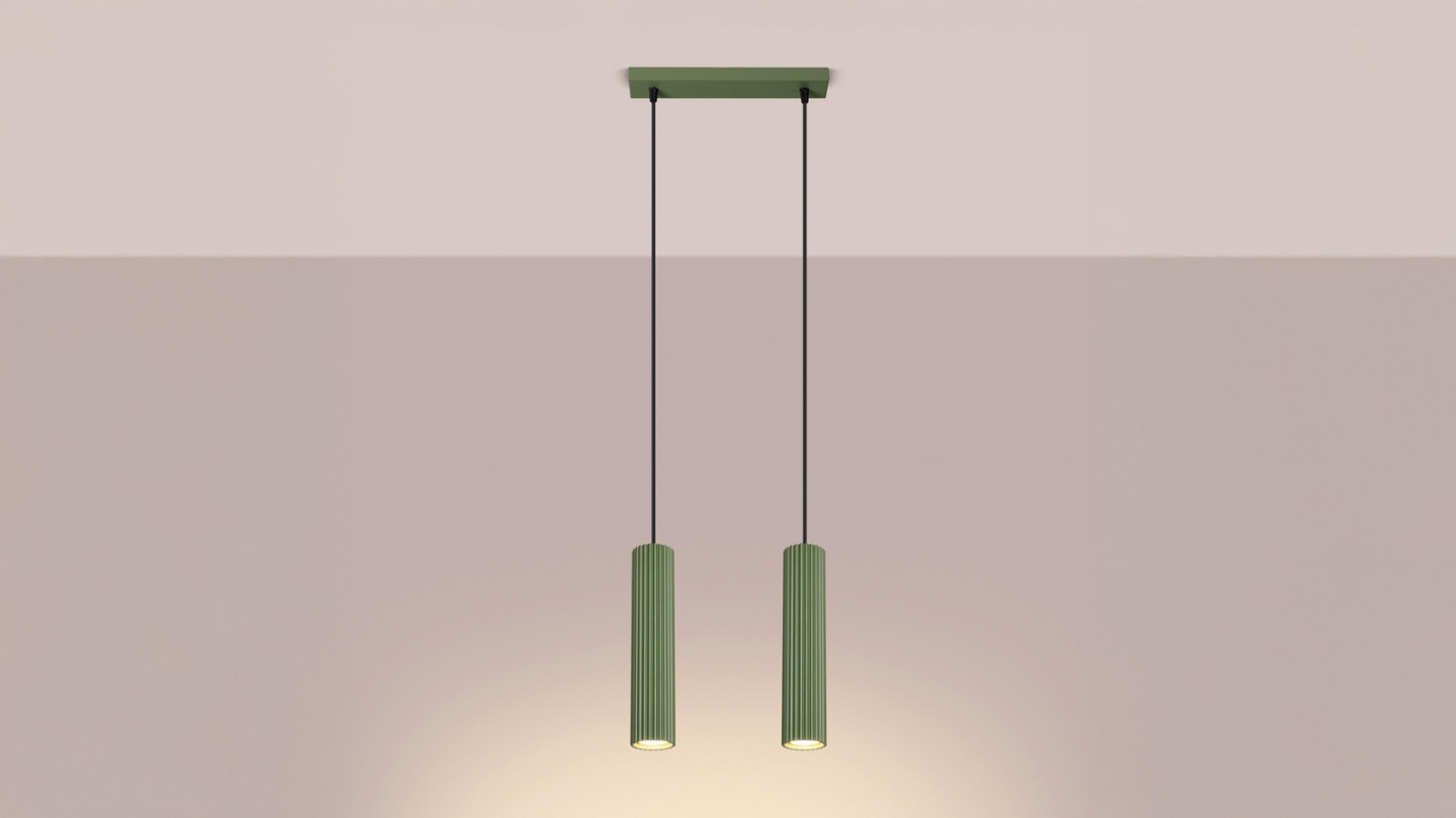 Suspension en aluminium cannelé 2 ampoules - Karbon