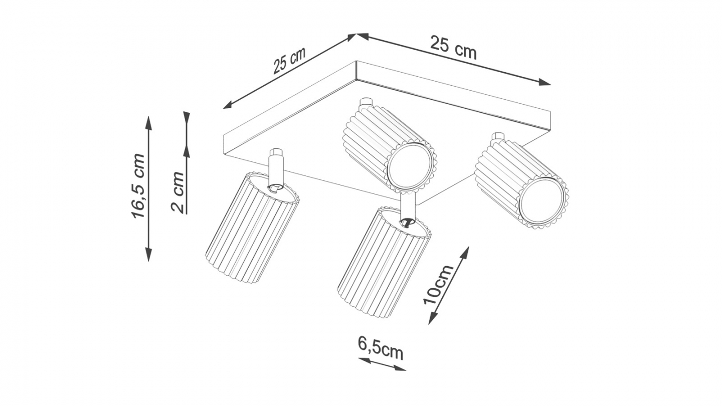 Plafonnier carré en aluminium cannelé 4 ampoules beige - Karbon Plafonnier carré en aluminium cannelé 4 ampoules beige - Karbon