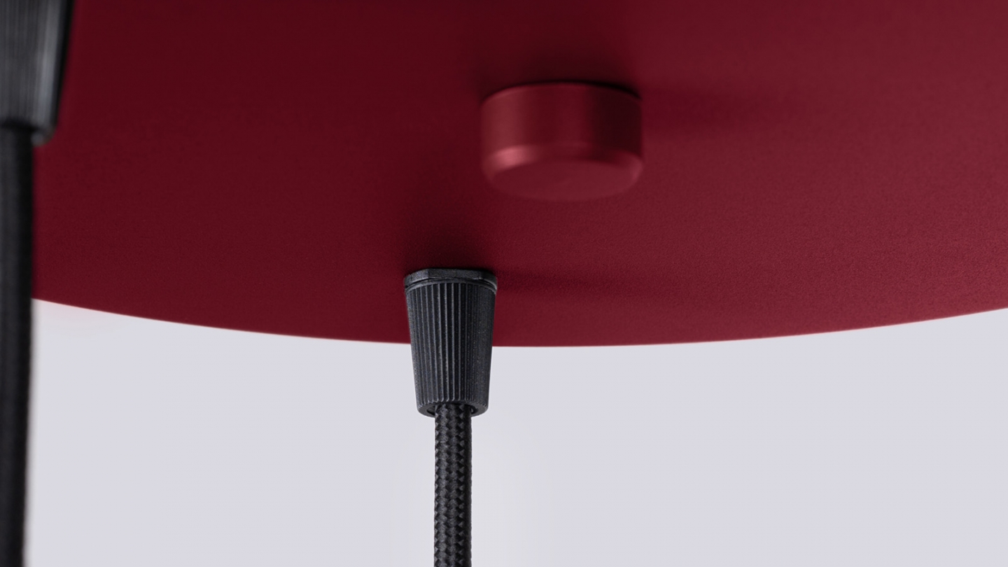 Suspension en aluminium cannelé 3 ampoules bordeaux - Halo