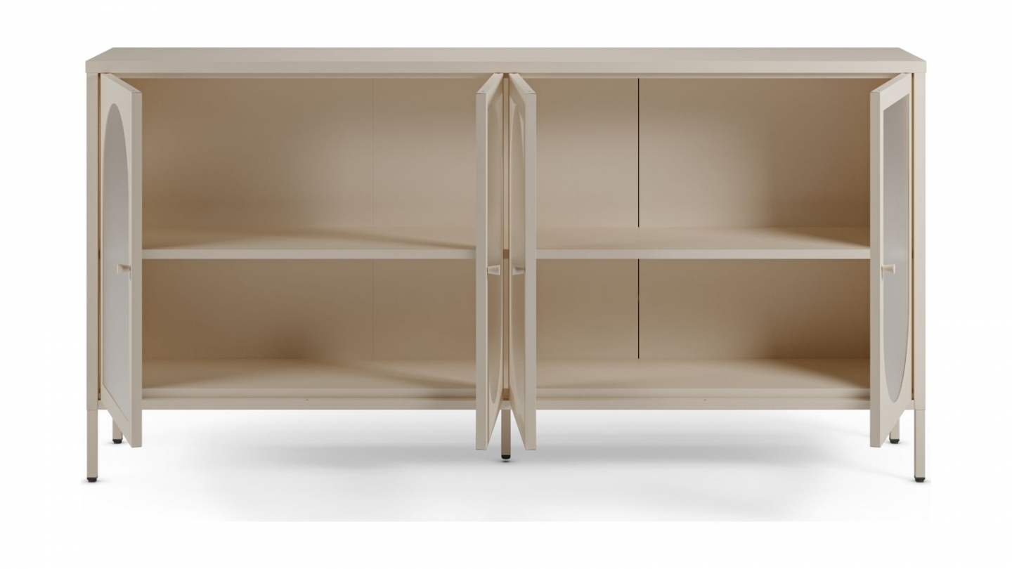 Buffet 4 portes en métal beige 160 cm - Ysia