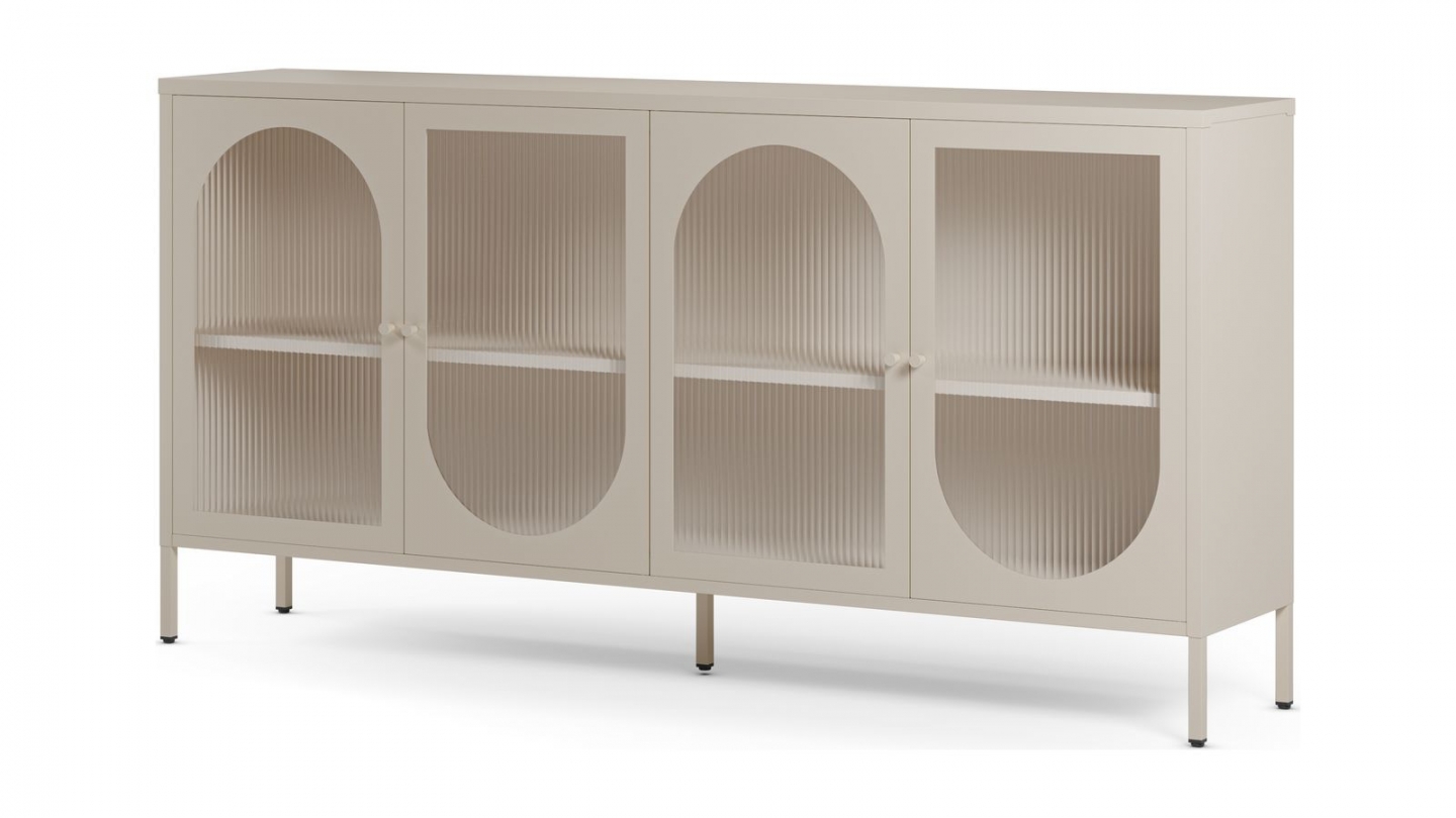 Buffet 4 portes en métal beige 160 cm - Ysia