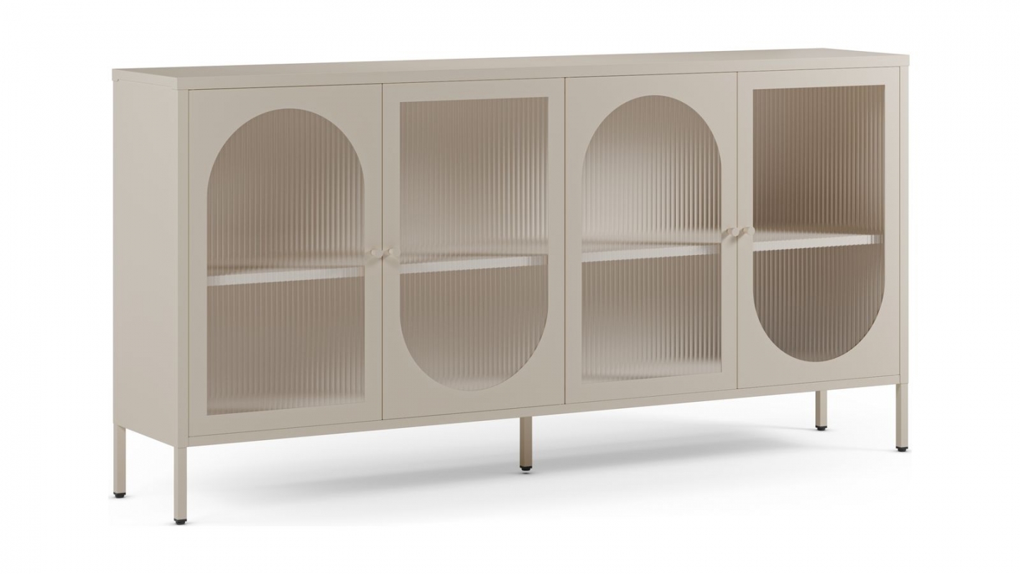 Buffet 4 portes en métal beige 160 cm - Ysia