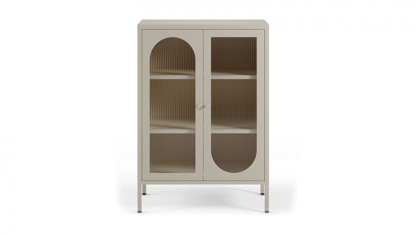 Buffet 2 portes en métal beige 70 cm - Ysia Buffet 2 portes en métal beige 70 cm - Ysia