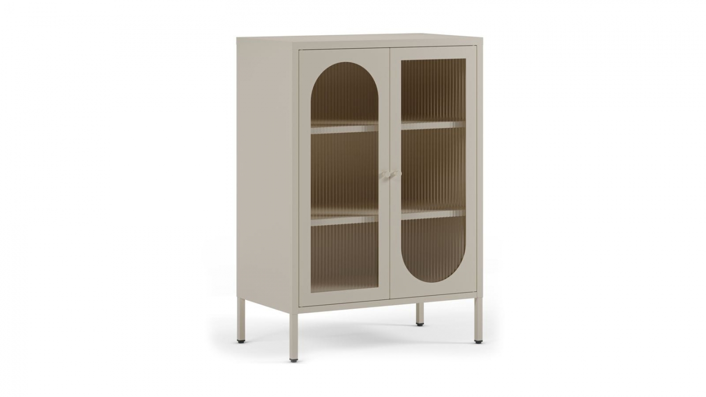 Buffet 2 portes en métal beige 70 cm - Ysia Buffet 2 portes en métal beige 70 cm - Ysia