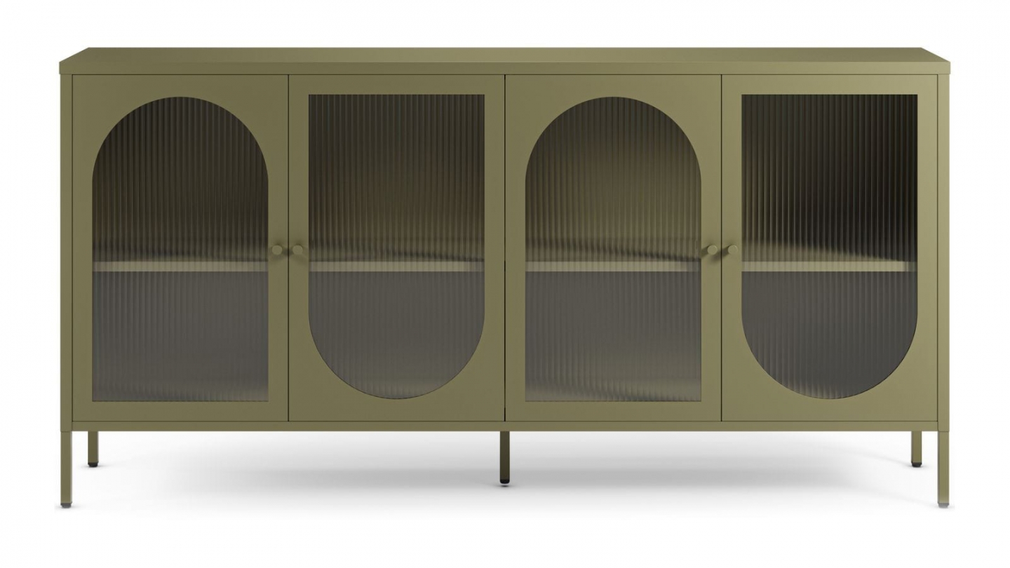 Buffet 4 portes en métal vert 160 cm - Ysia