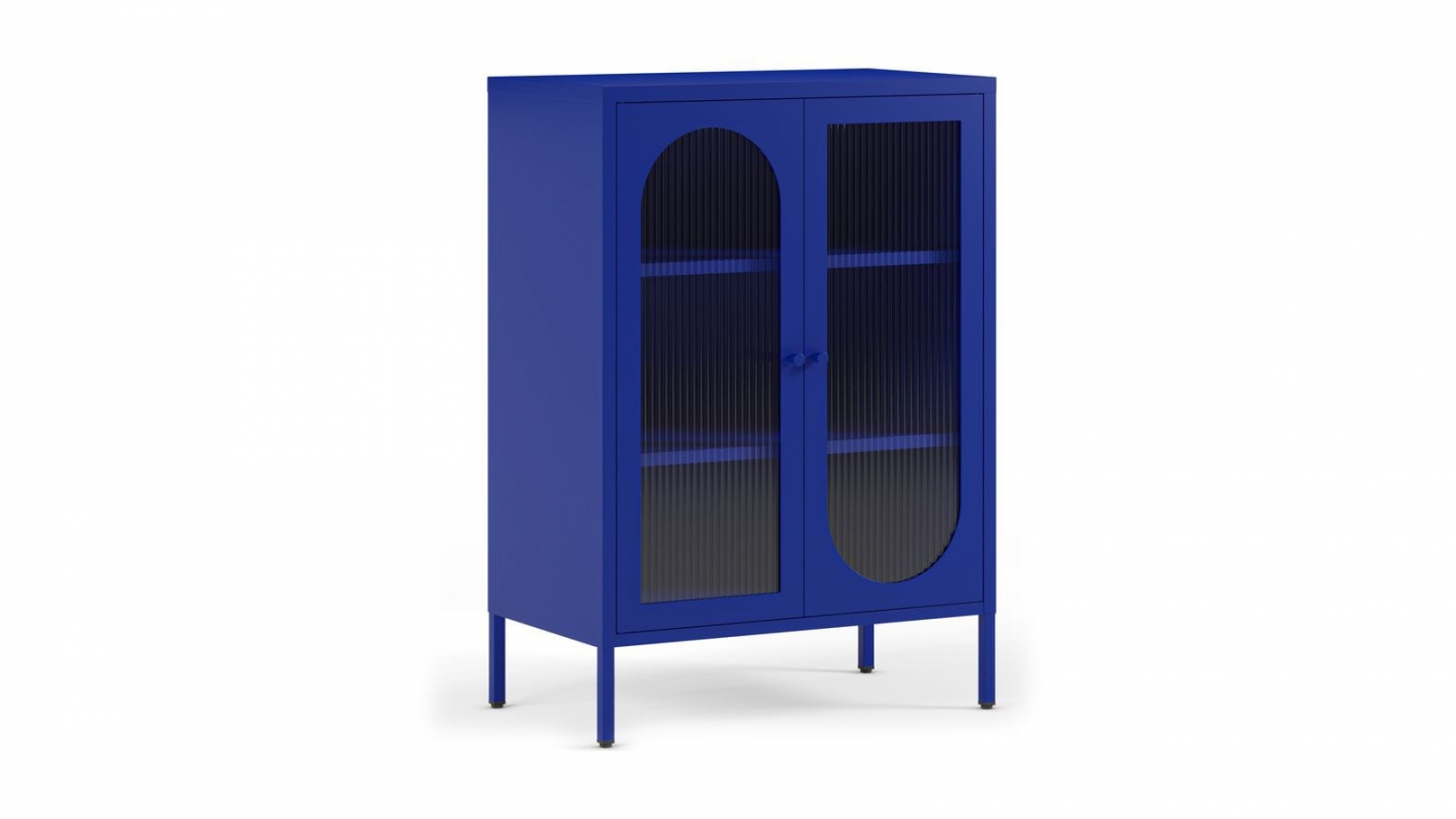 Buffet 2 portes en métal bleu électrique 70 cm - Ysia